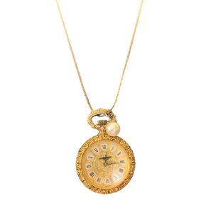 Gold-toned Pendent Watch on chain pre-owned
